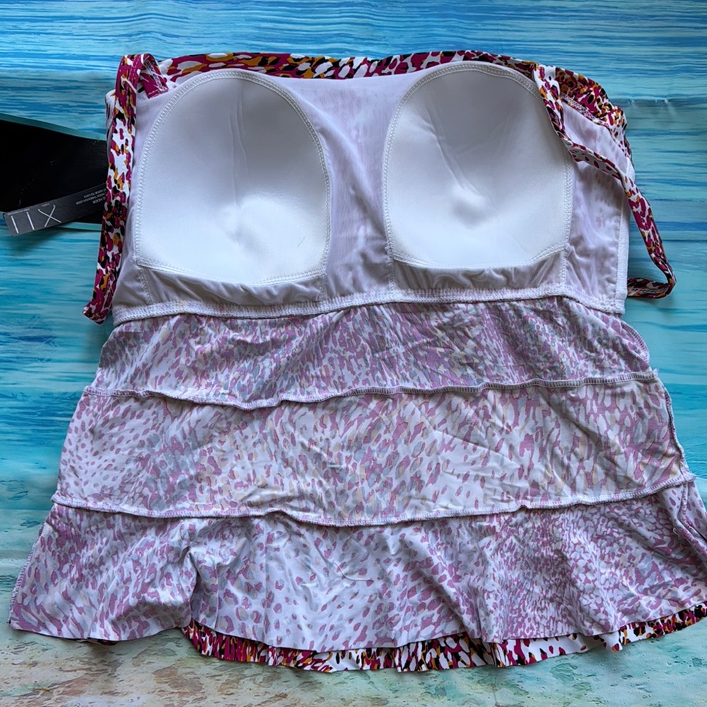 Women's Pink Patterned Tankini Top - Picture 6 of 7